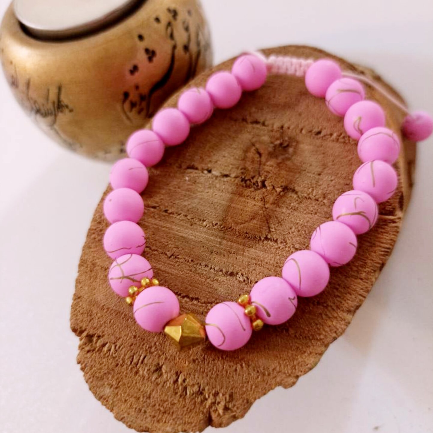 دستبند گره کشویی صورتی