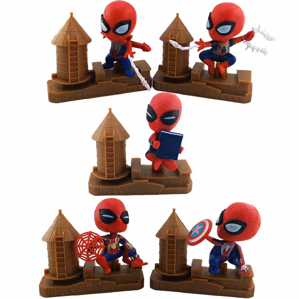 فیگور مرد عنکبوتی (اسپایدرمن) Spider Man به همراه قلعه مجموعه 5 عددی
