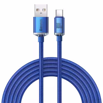 کابل تبدیل USB به USB-C باسئوس مدل Crystal Shine طول 2 متر