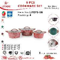 سرویس قابلمه 6 پارچه گرانیت لایف اسمایل مدل LifeP5-6 (سایز بزرگ)