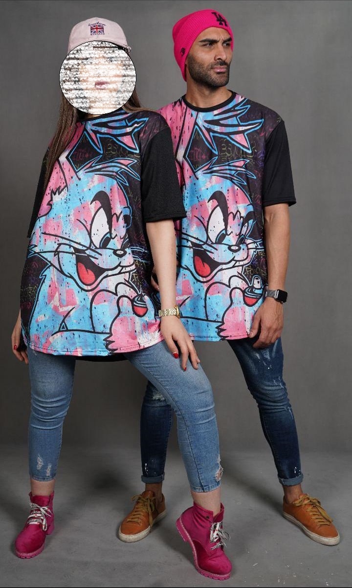 خرید آنلاین و اینترنتی تیشرت ست دو نفره مشکی موش و گربه تام از رگال من