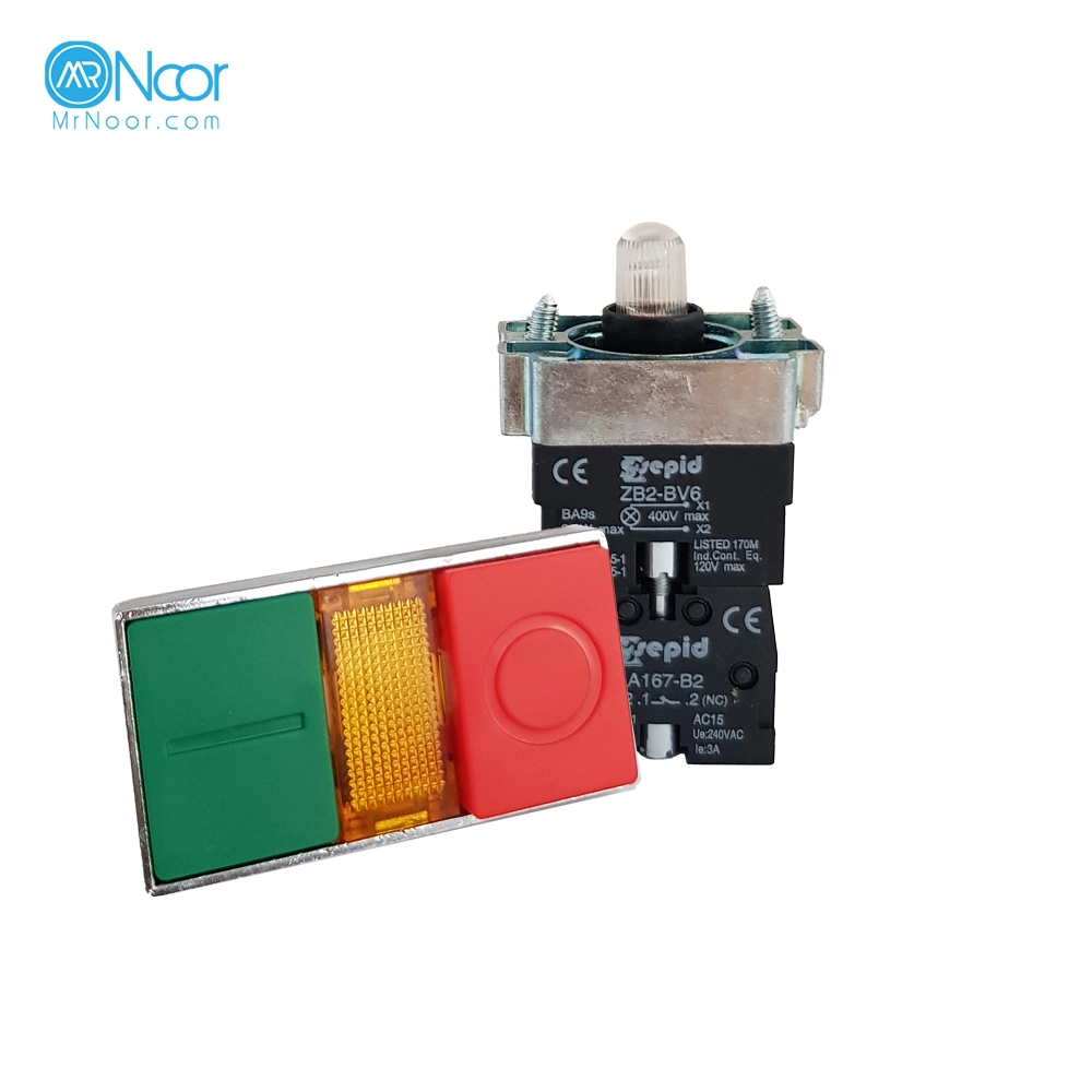 شاسی دوبل چراغدار مدل XB2-BW8465 سپیدالکتریک (سبز وقرمز) - مستر نور
