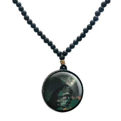 گردنبند پرمانه طرح ستاره و کهکشان کد pmd.25709 مدل دو طرفه