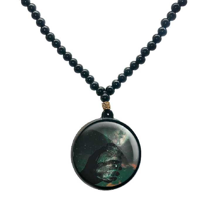 گردنبند پرمانه طرح ستاره و کهکشان کد pmd.25709 مدل دو طرفه