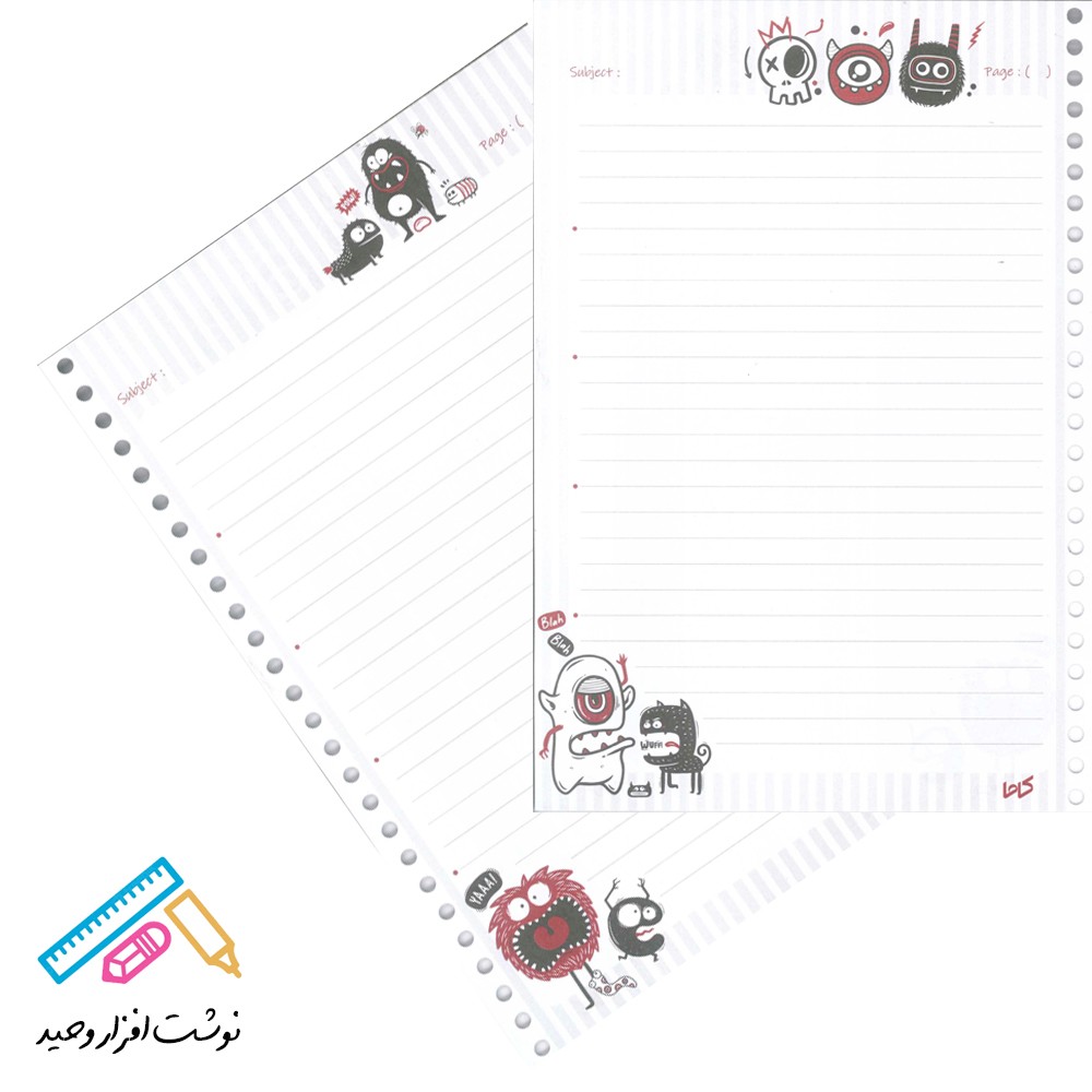 کاغذ کلاسور 26 سوراخ طرح آدم فضایی رنگی بسته 25 عددی