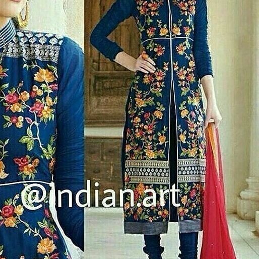 لباس زنانه حریر ژورژت گلدوزی شده -  هندی  پنجابی
