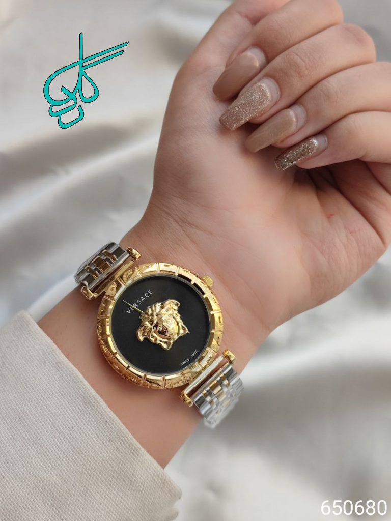 خرید ساعت زنانه ورساچ استیل با کیفیت و رنگ ثابت دوقفله مخفی کد 1915153 - ردگل