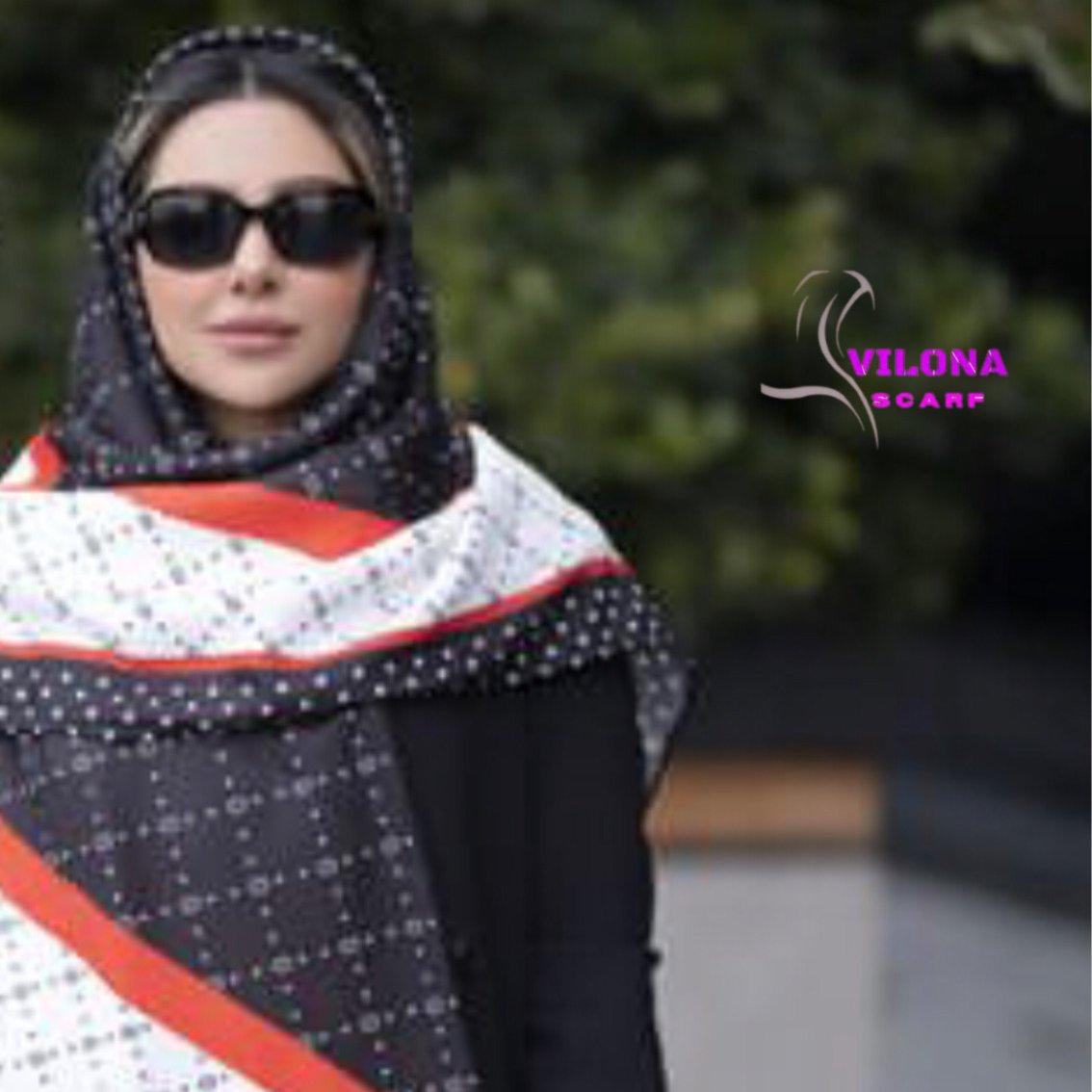 روسری نخی چهار فصل مشکی و قرمز