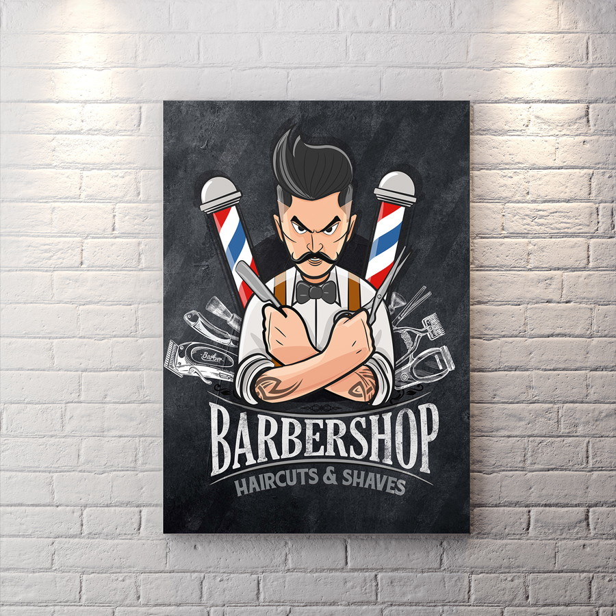 تابلو شاسی برای ارایشگاه مردانه WAs-2707