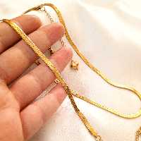 ست گردنبند و دستبند استیل ماری رنگ طلایی