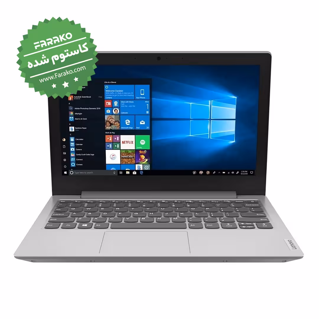 لپ تاپ لنوو مدل IdeaPad 1، 11.6 اینچ، پردازنده Athlon 3050E، رم 4 گیگابایت، حافظه SSD 256 گیگابایت، گرافیک AMD