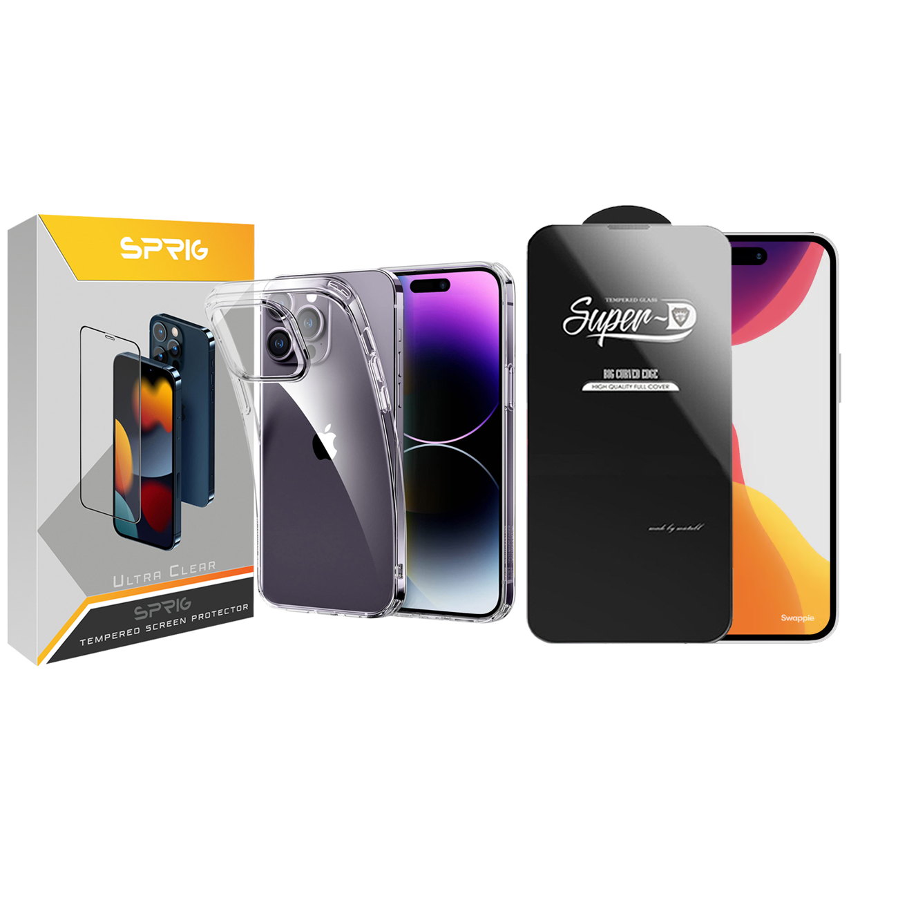 کاور اسپریگ مدل SuperD-Cl مناسب برای گوشی موبایل اپل iPhone 14 Pro به همراه محافظ صفحه نمایش