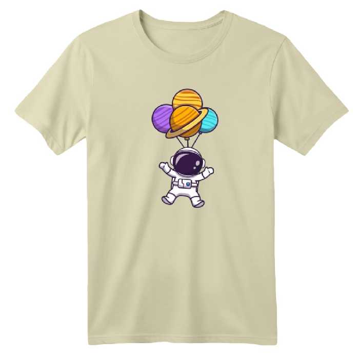 تی شرت آستین کوتاه بچگانه مدل فضانورد کد 13 رنگ کرم