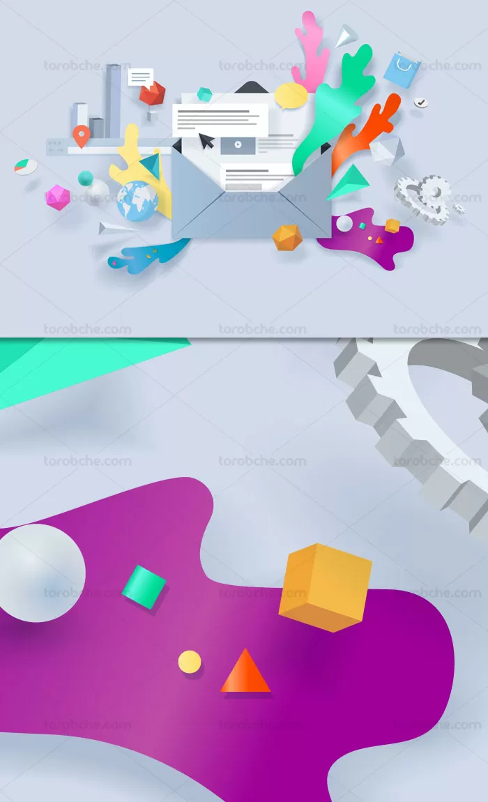 وکتور مفهومی سه بعدی خبرنامه وب سایت - گرافیک با طعم تربچه