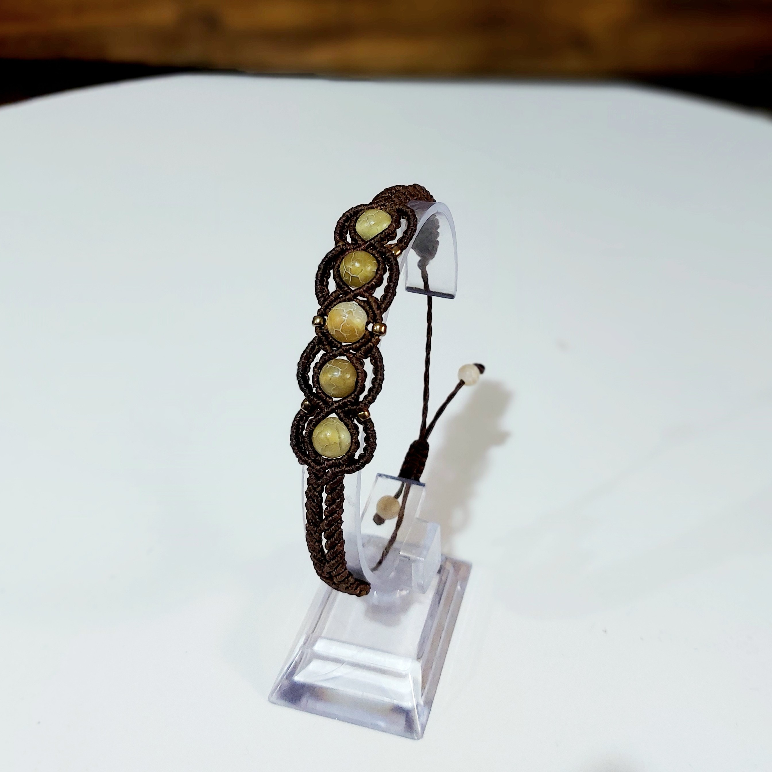 دستبند دستبند عقیق مکزیکی زرد میکرومکرومه بافی