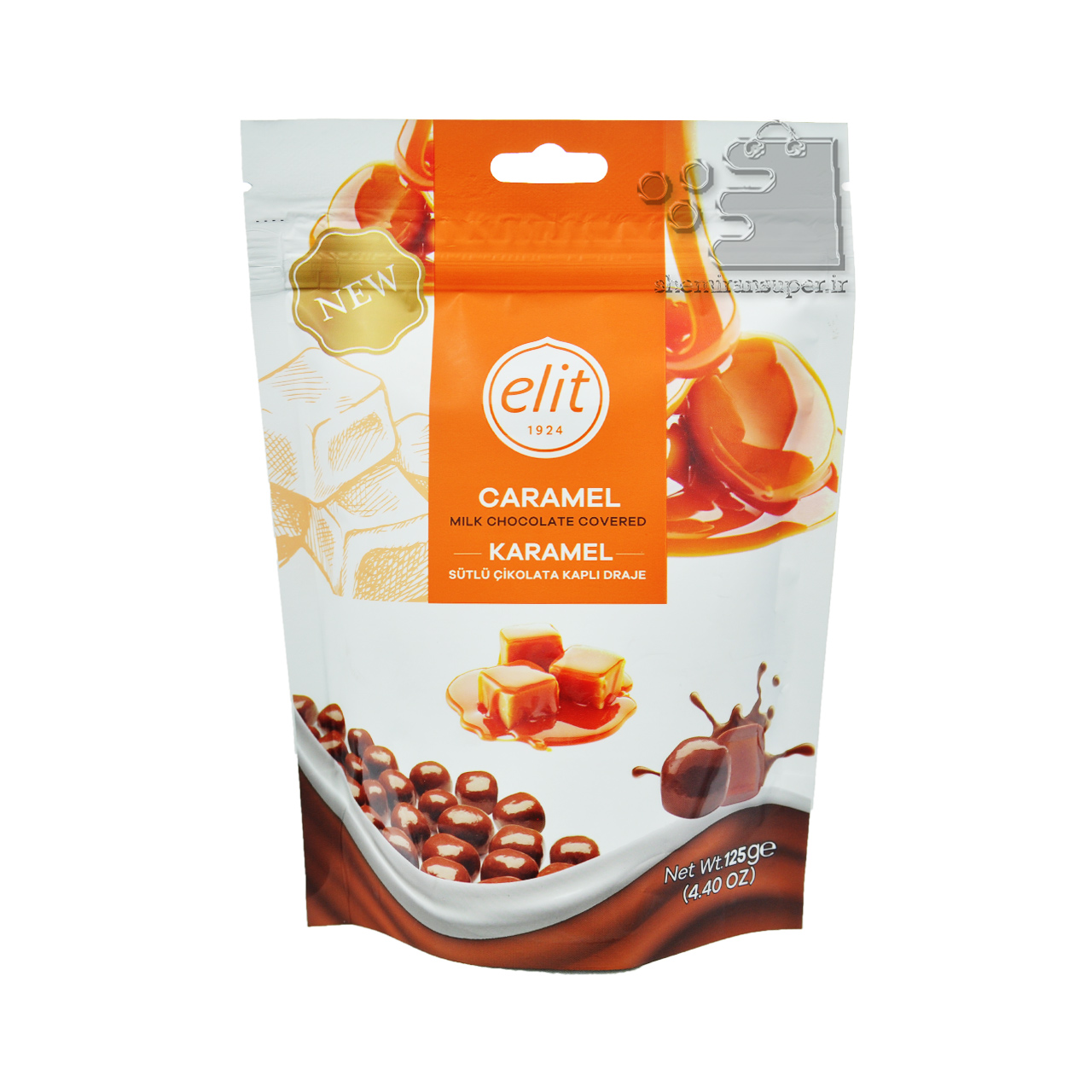دراژه شکلات شیری با مغز تافی کاراملی 125 گرم الیت - elit