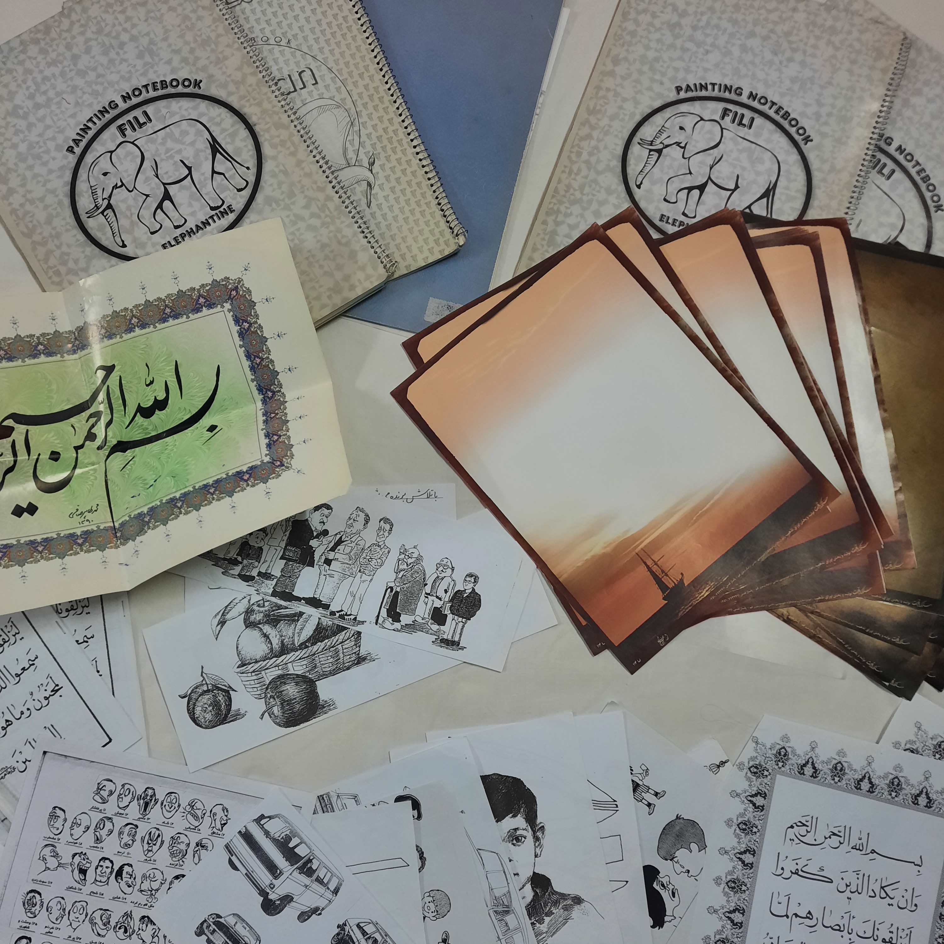 دفتر فیلی طراحی نقاشی ورق تذهیب گرافیک خوش نویسی کاریکاتور