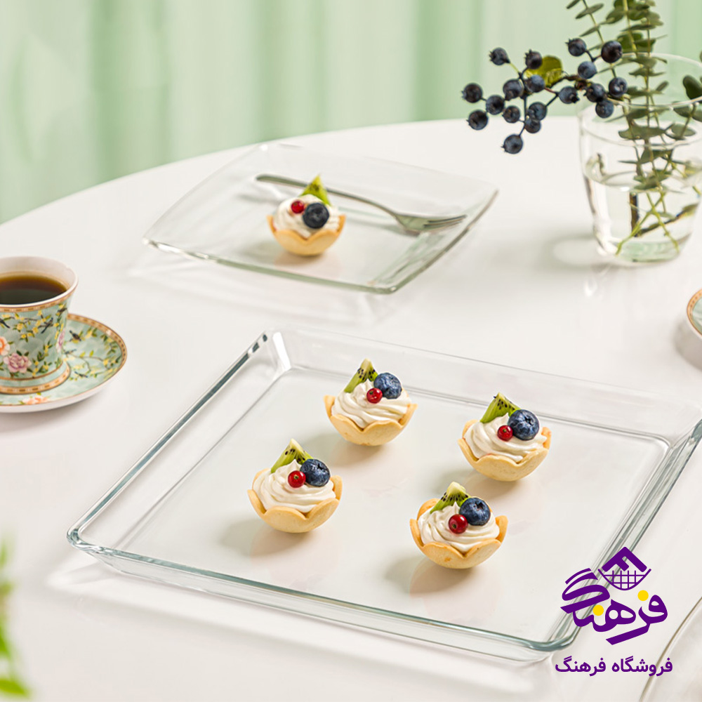 شیرینی خوری لیمون شیشه ای مربع