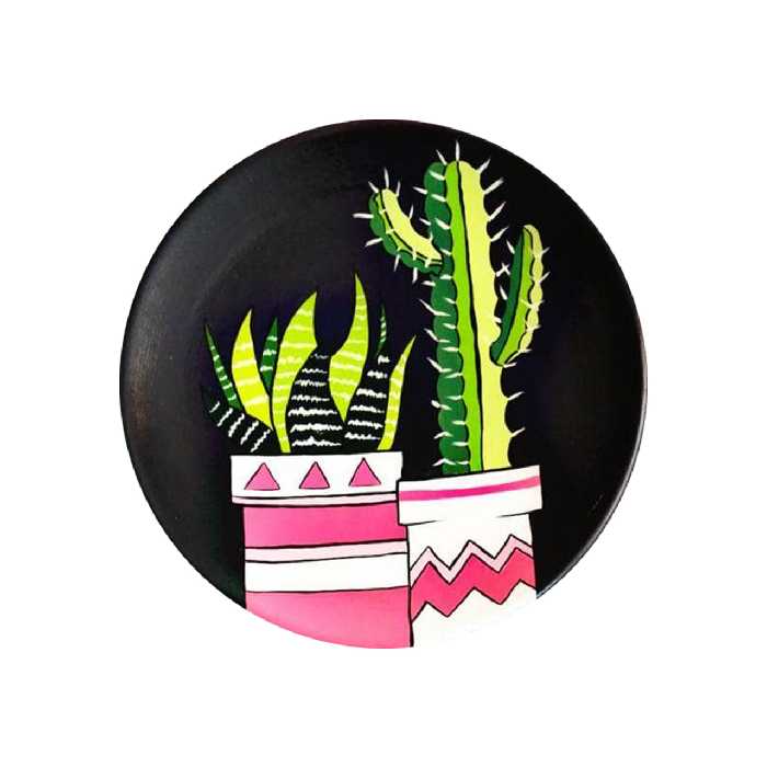 بشقاب دیوارکوب سفالی طرح کاکتوس کد D148-A مجموعه 2 عددی