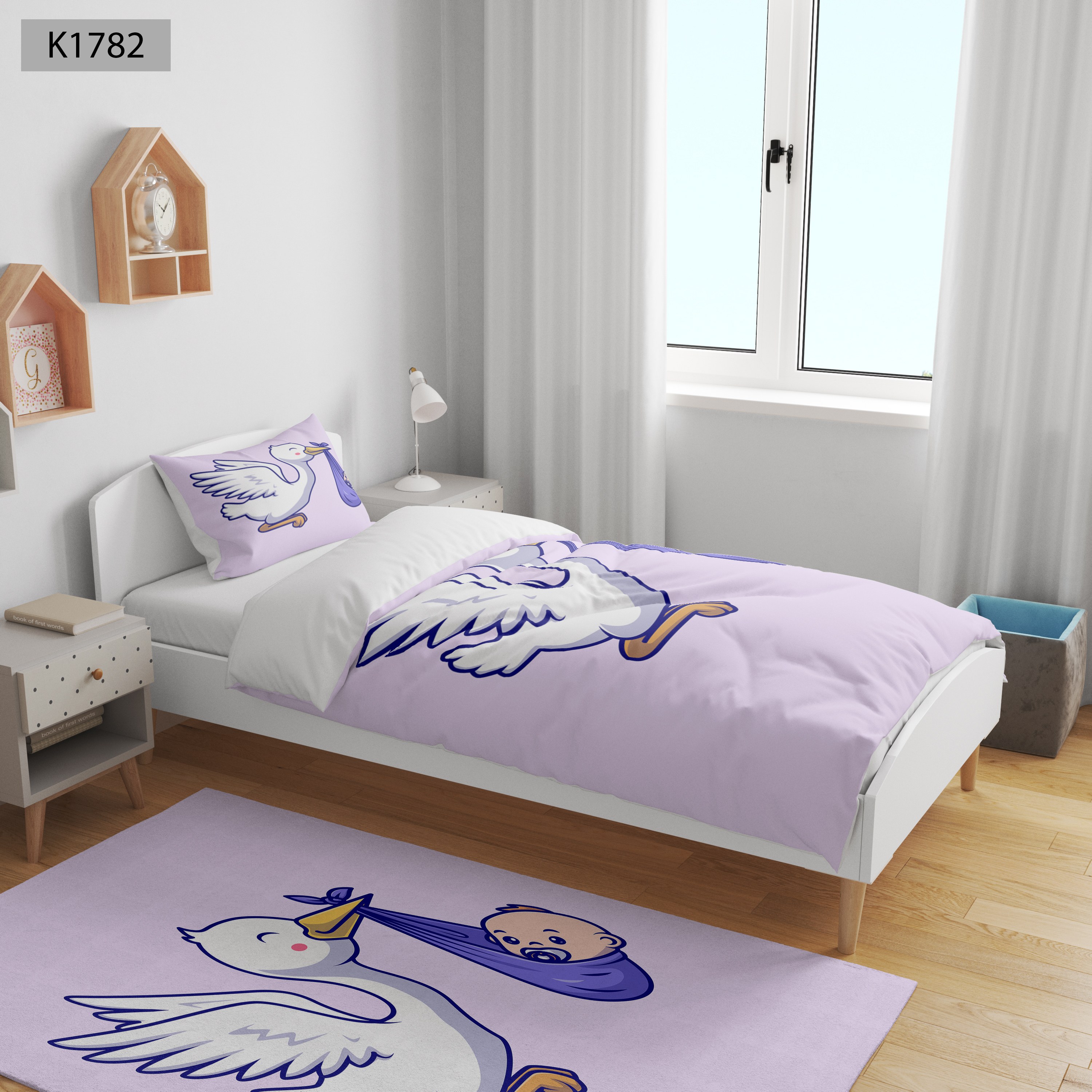 ست رو تختی چاپی 4 تیکه کالیفرنیا یک نفره   کد1782