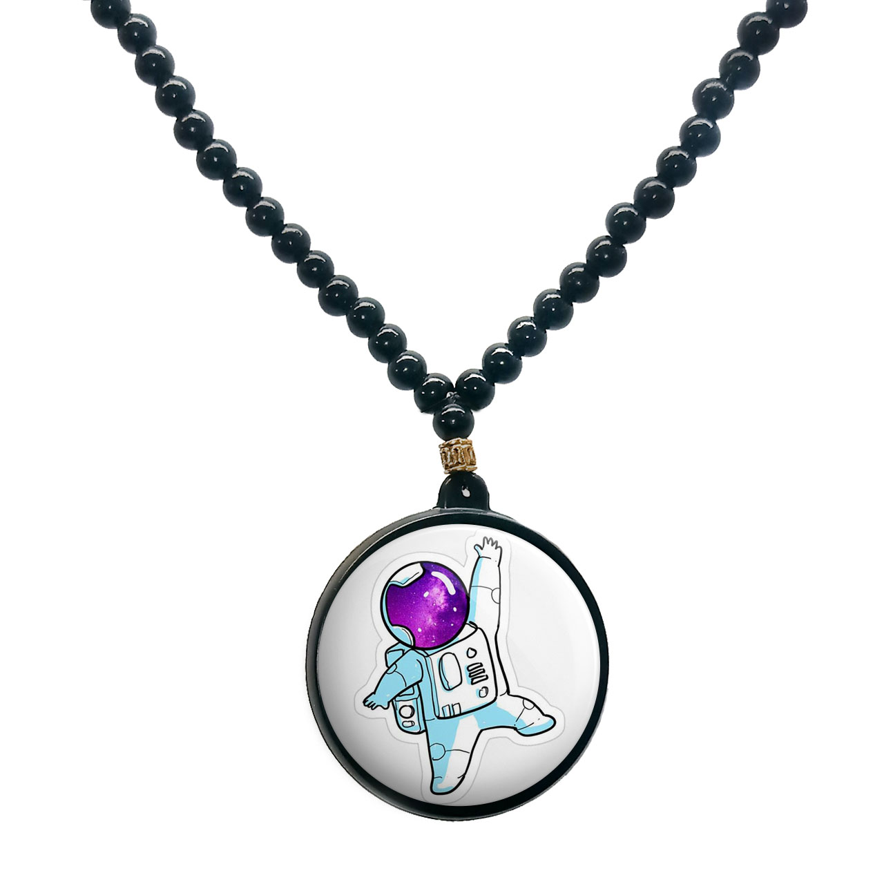 گردنبند پرمانه طرح فضانورد کد pmd.10474 مدل دو طرفه