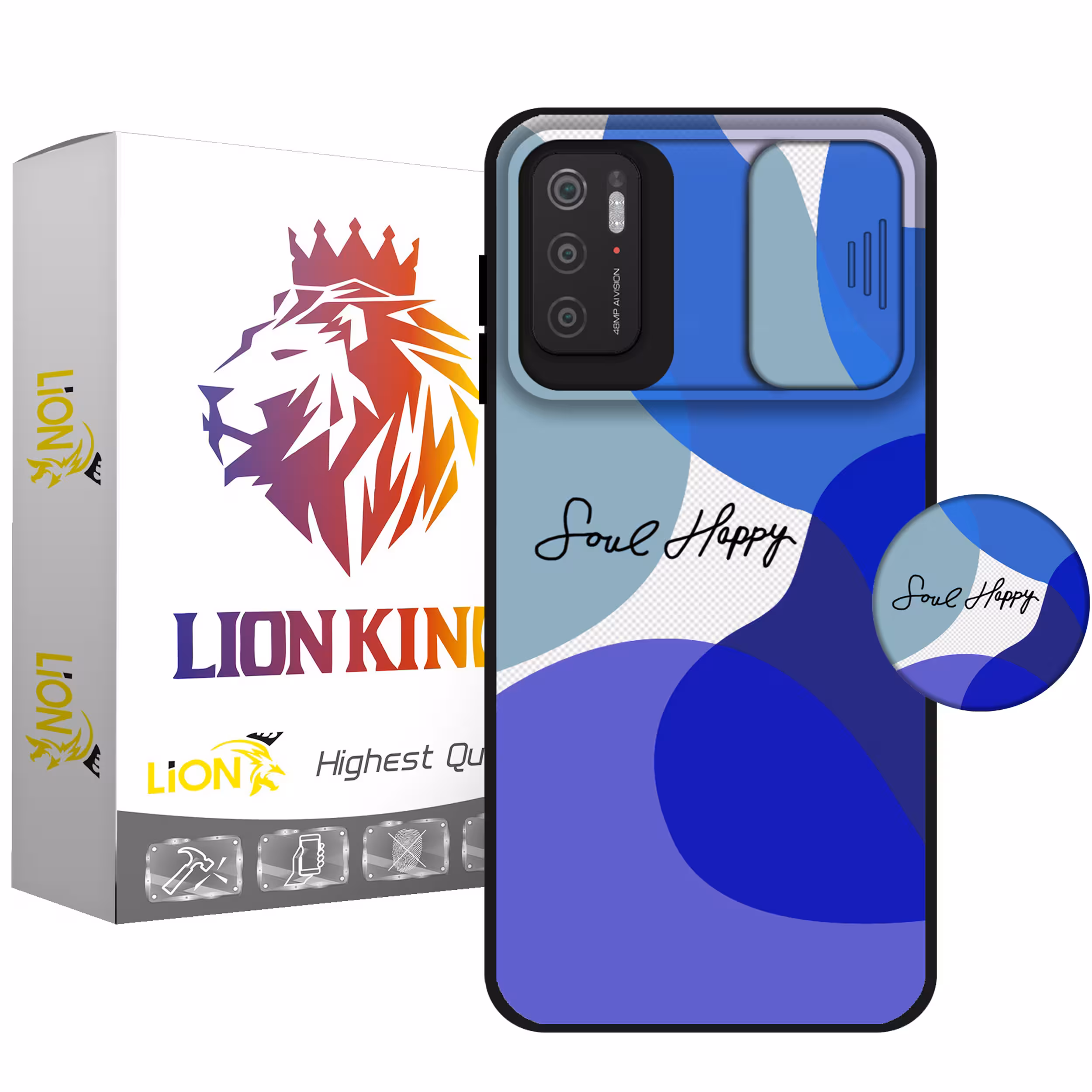 کاور لاین کینگ مدل loveHappy J2 مناسب برای گوشی موبایل شیایومی Poco M3 Pro به همراه پایه نگهدارنده