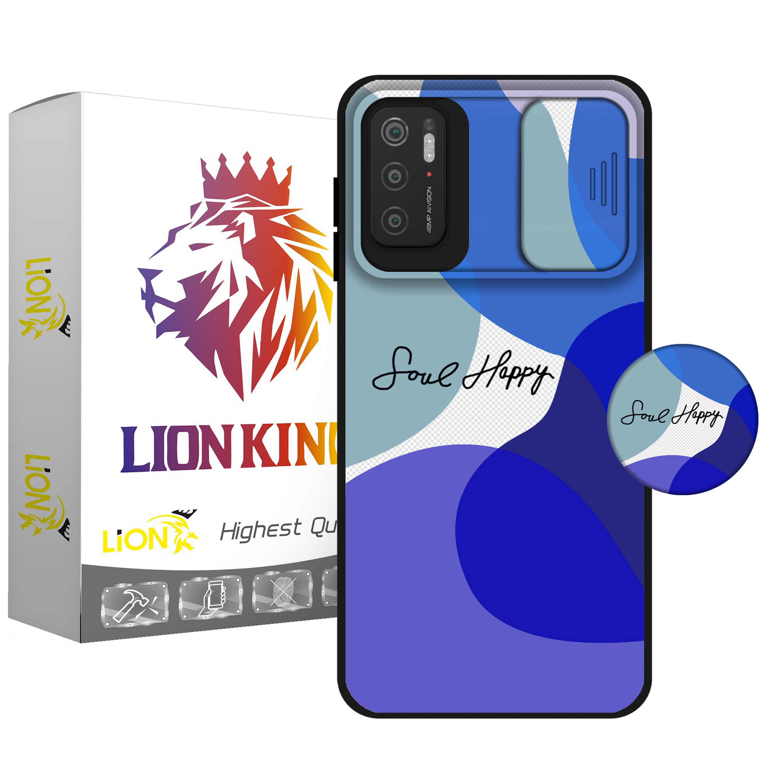   کاور لاین کینگ مدل loveHappy J2 مناسب برای گوشی موبایل شیائومی Poco M3 Pro به همراه پایه نگهدارنده