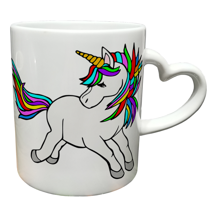 ماگ مدل دسته قلبی طرح یونیکورن کد 43