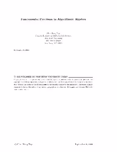خرید و دانلود نسخه کامل کتاب fundamental problems in algorithmic algebra. chee keng yap