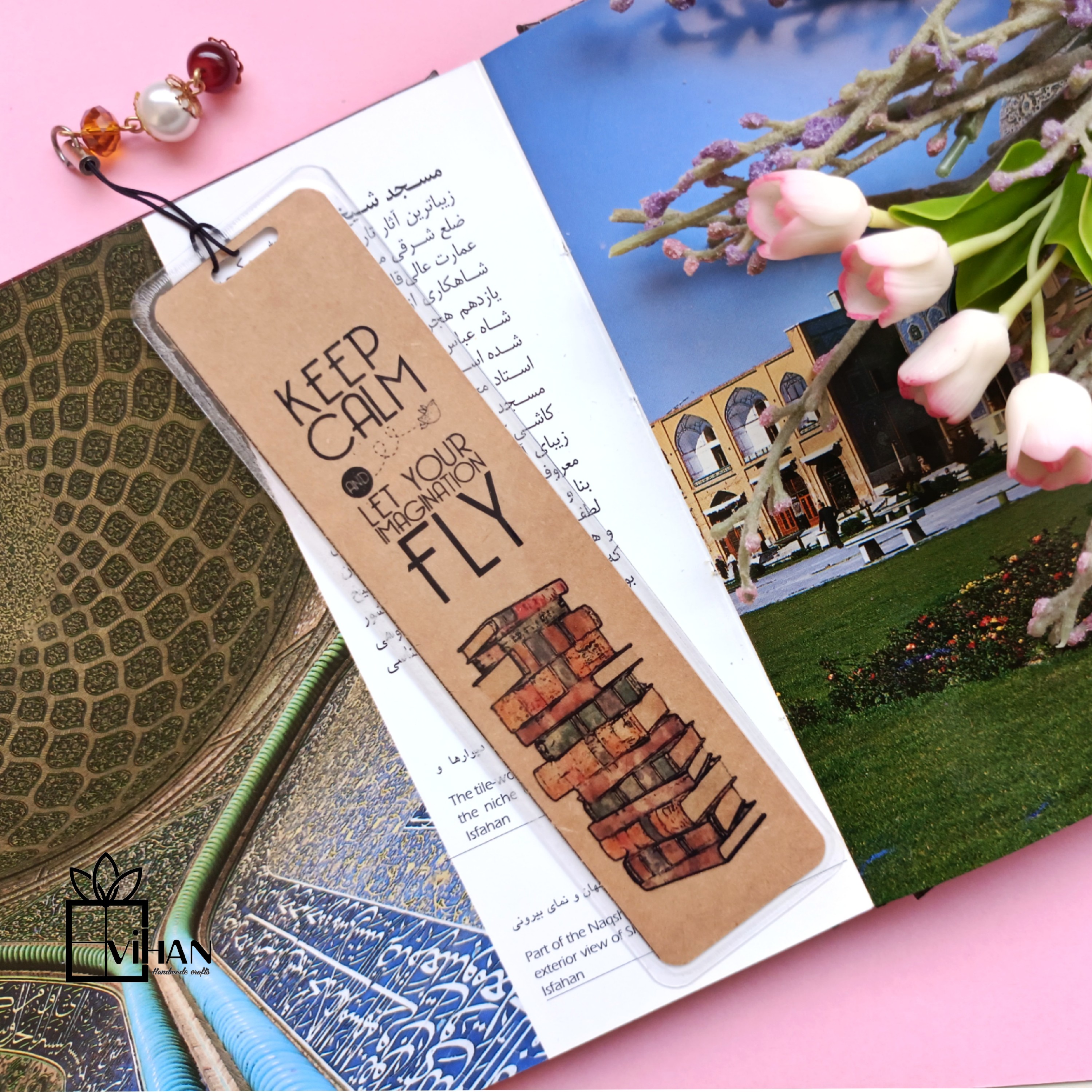 بوک مارک لمینیت شده کرافت فانتزی آویزدار 