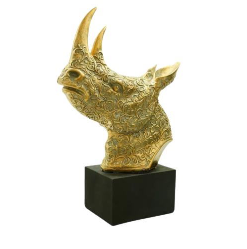 مجسمه سر کرگدن رومیزی لاکچری