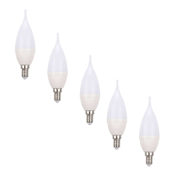 لامپ ال ای دی اشکی مات 5 وات لامپ نور مدل TA-M پایه E14 بسته 5 عددی