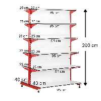 قفسه سوپری دو طرفه 6 طبقه 95x25 ارتفاع 200 - قفسه‌بندی وکیلی