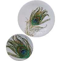 بشقاب دیوارکوب سفالی مدل پرطاووس مجموعه 2 عددی