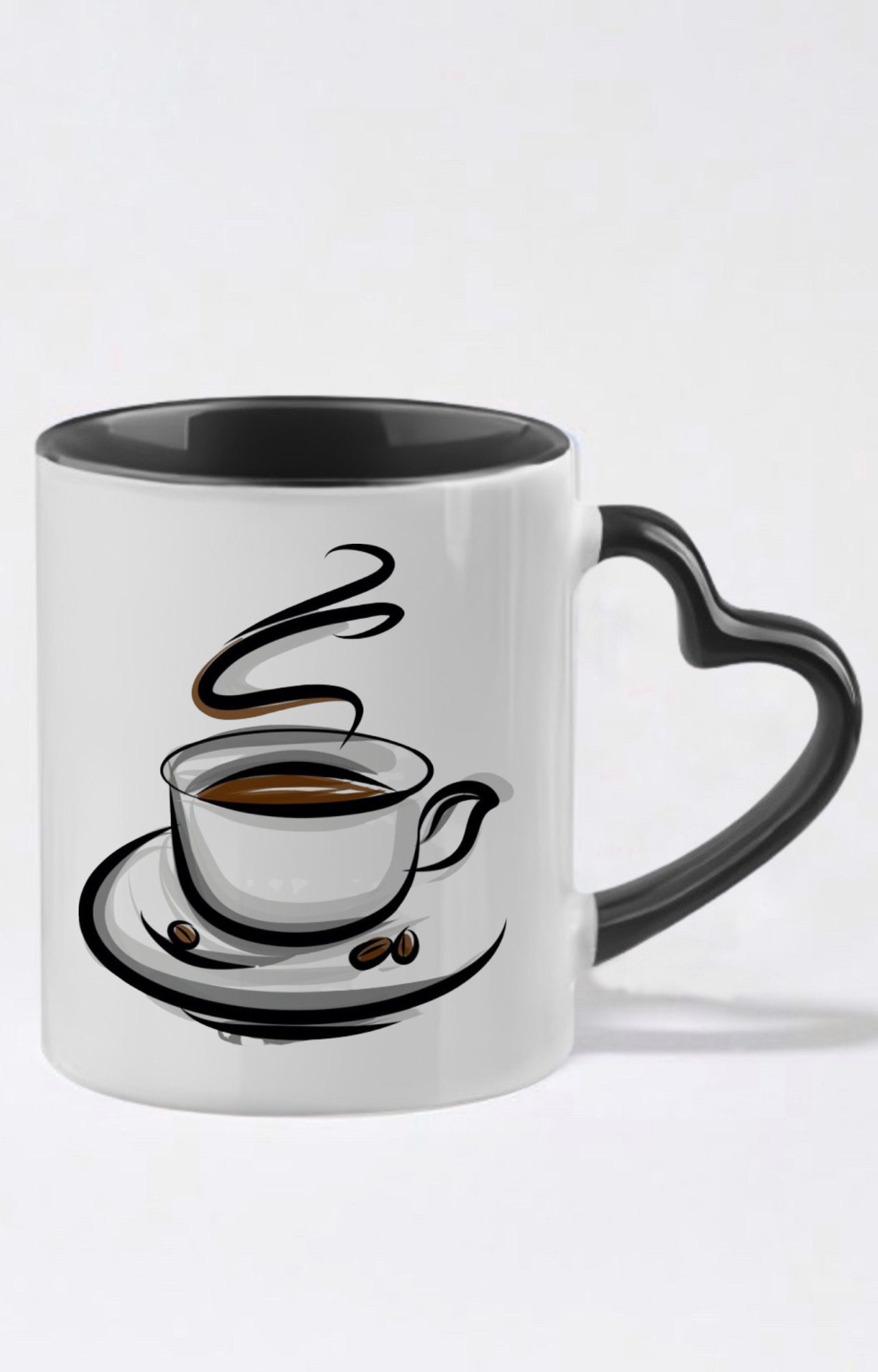 ماگ دسته قلبی رنگی طرح Coffee کد 10054