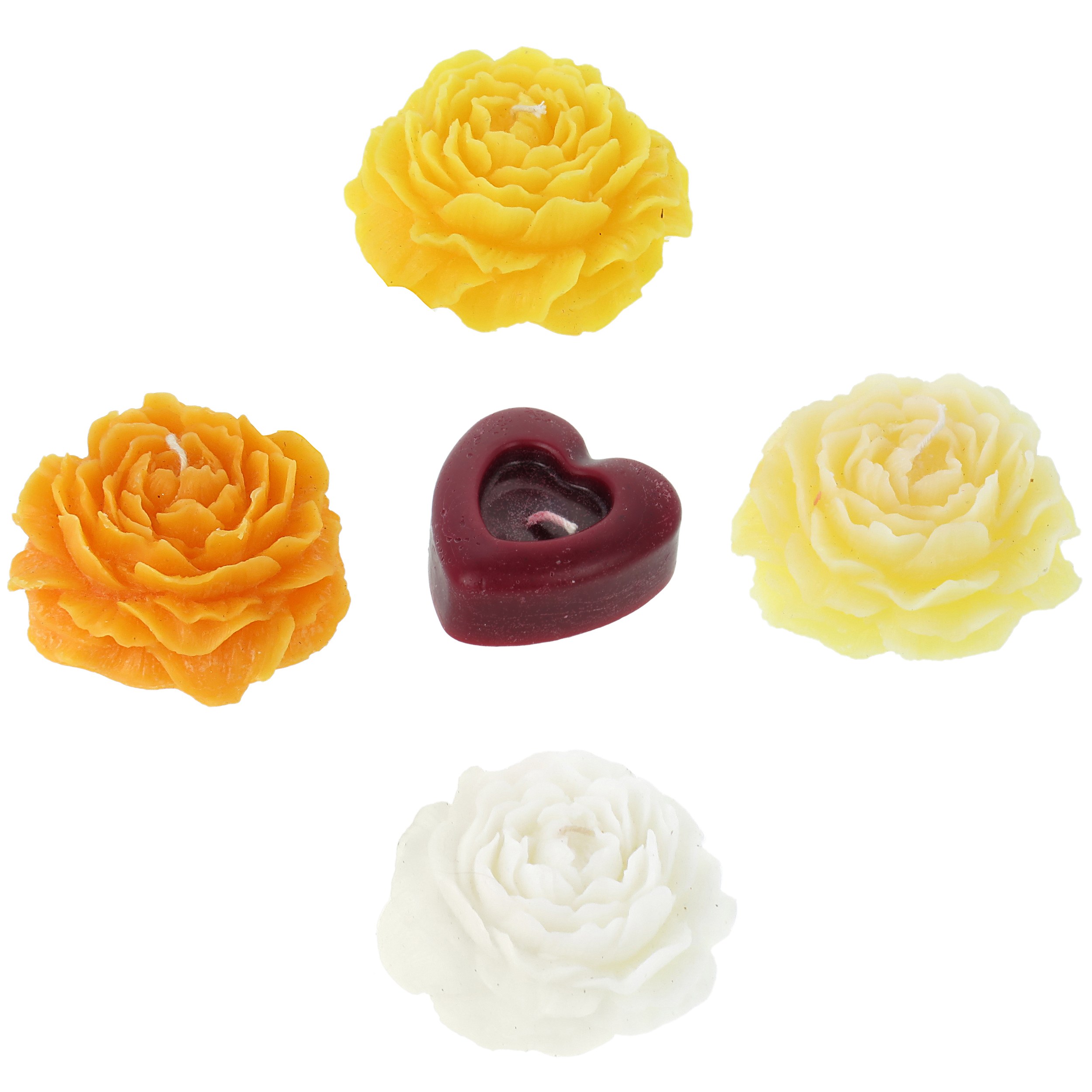 شمع 7پرتو مدل گل رز رنگ زرد