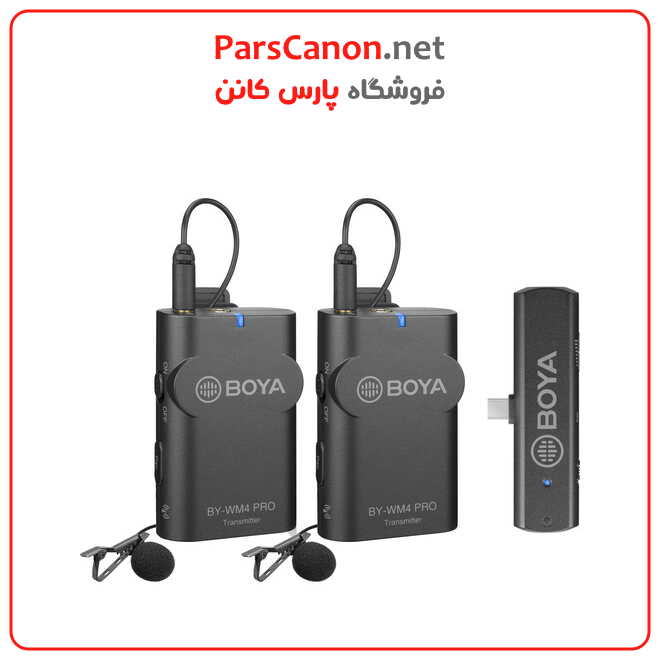 میکروفون بویا مدل BOYA BY-WM4 PRO-K6 Two-Person Digital Wireless Omni Lavalier Microphone System for USB-C Devices