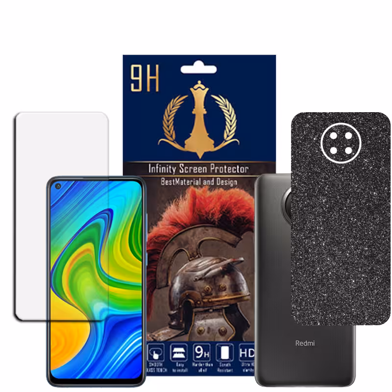 برچسب پوششی اینفینیتی مدل PRO MAX مناسب برای گوشی موبایل شیایومی REDMI NOTE 9 5G به همراه محافظ صفحه نمایش