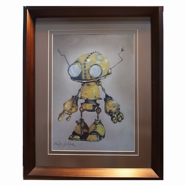 تابلو نقاشی مدادرنگی طرح ربات