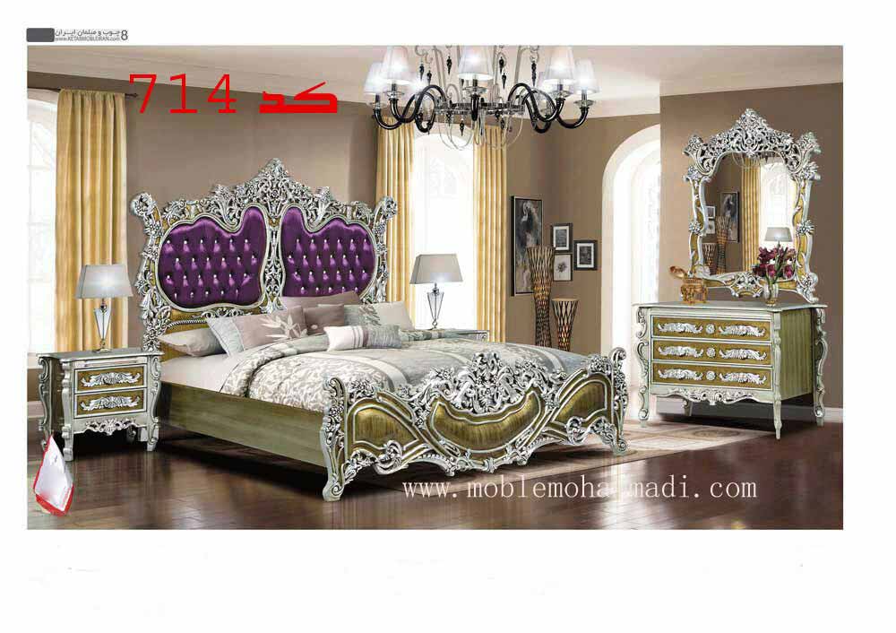 سرویس خواب کد 714چوب راش شامل تخت – دراور -قاب اینه – پاتختی