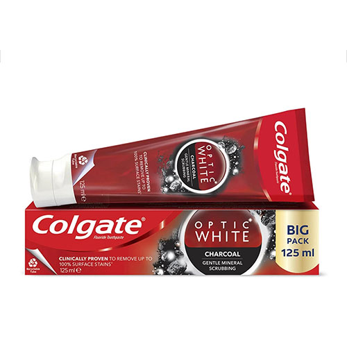 خمير دندان زغالي optic white كلگيت 125 ميل