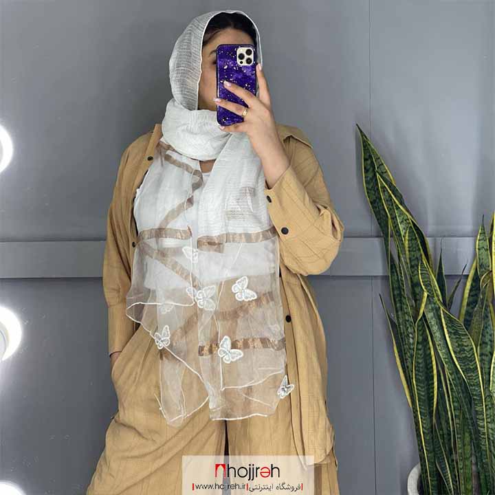 اطلاعات ، قیمت و خرید شال نخی ویسکوز طرح پروانه کد D195