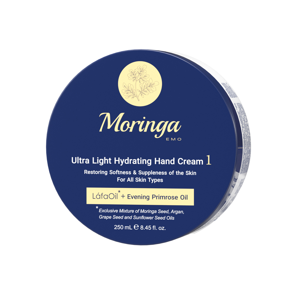 کرم دست فوق سبک و آبرسان مورینگا اِمو مدل 1 انواع پوست کاسه‌ای 250 میلی‌لیتر