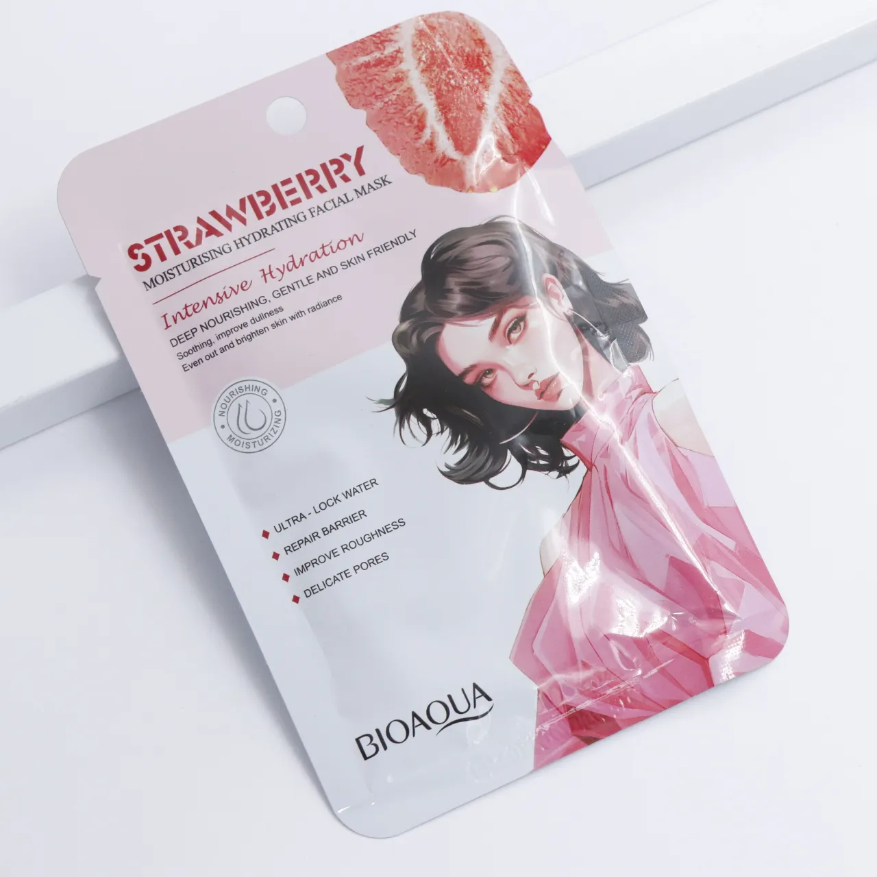 ماسک صورت ورقه ای بیوآکوآ توت فرنگی BIOAQUA حجم 25 گرم 91270