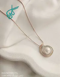 خرید گردنبند مرواریدی نگین دار ژوپینگ طلایی و سیلور آبکاری شده ضد حساسیت رنگ ثابت کد 1515428 - ردگل