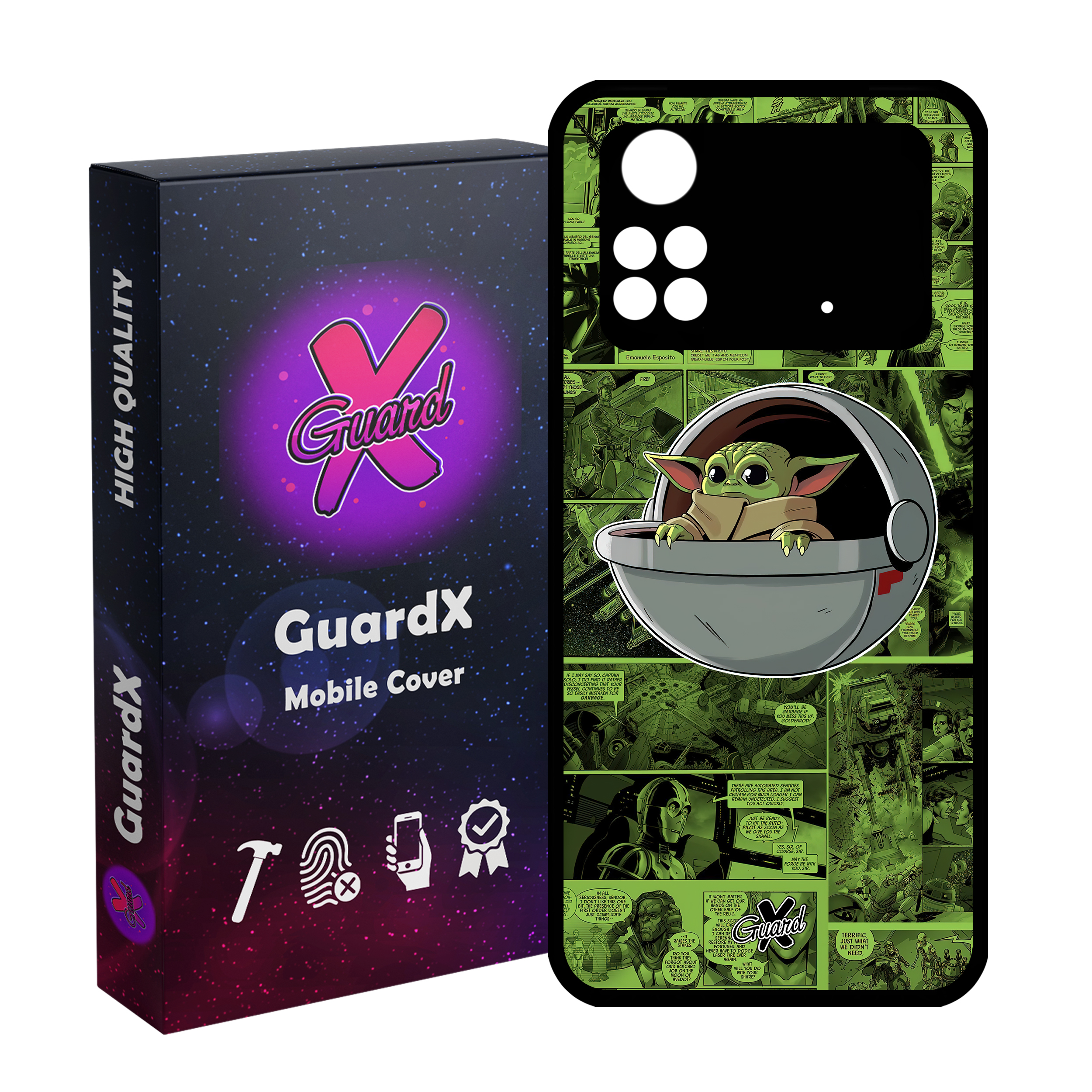 کاور گارد ایکس طرح Baby Yoda مدل Glass10477 مناسب برای گوشی موبایل شیائومی Poco M4 Pro 4G