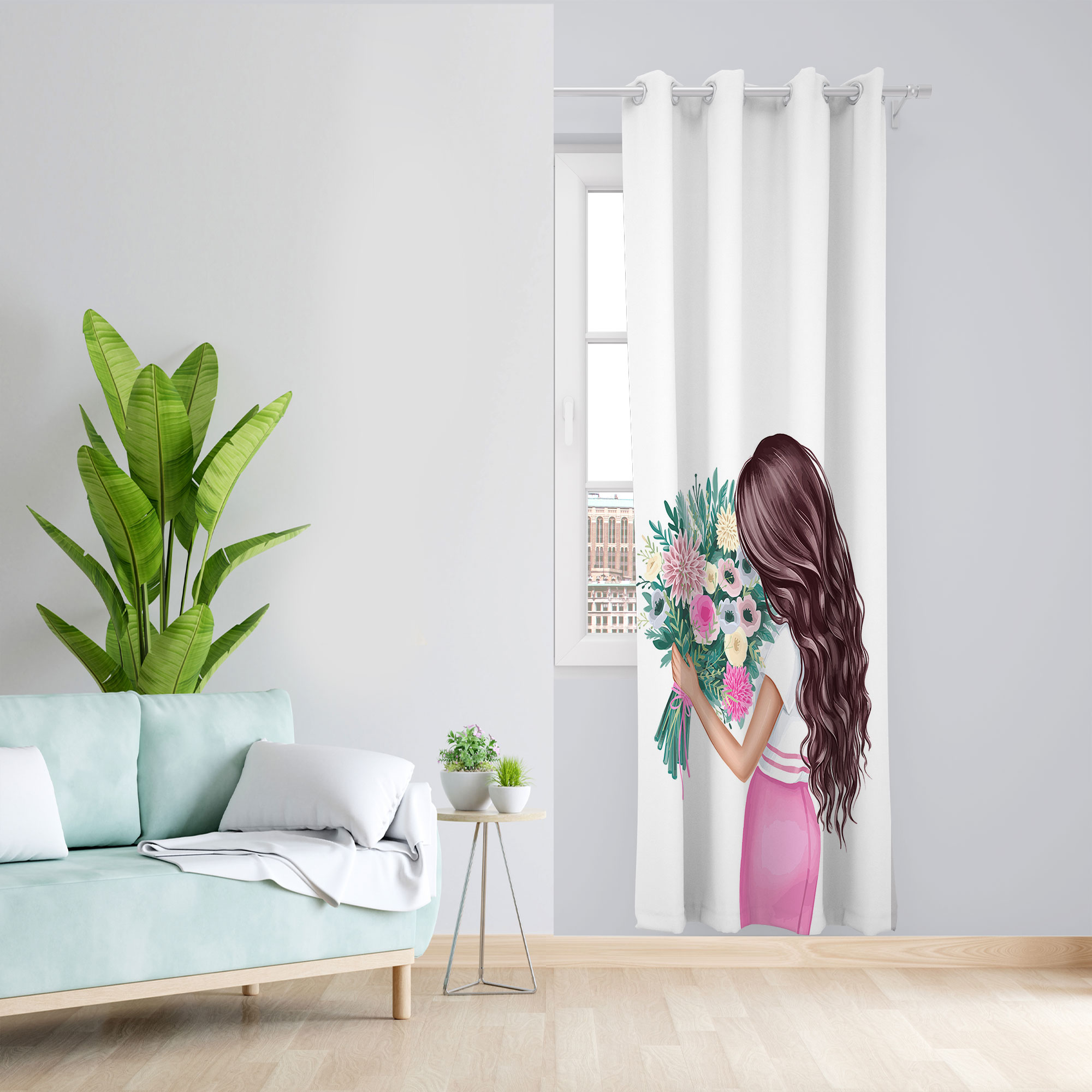 پرده مدل دختر مخمل پانچی کد 4511 سایز 140x280 سانتی متر