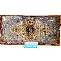 پشتی فرشی ماشینی طوسی طلایی کد 52