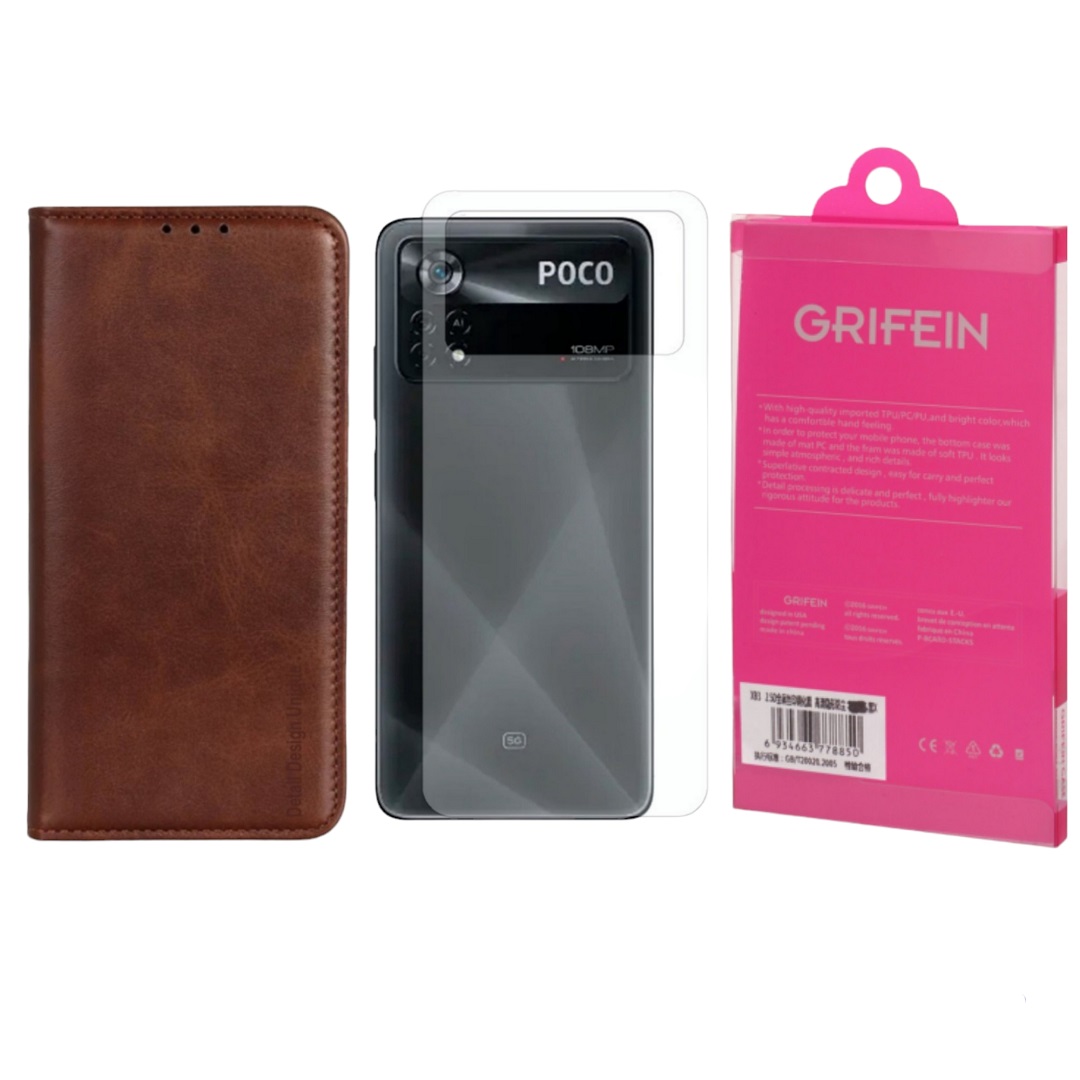 کیف کلاسوری گریفین مدل Detail Design Unique مناسب برای گوشی موبایل شیائومی Poco X4 Pro به همراه محافظ پشت گوشی