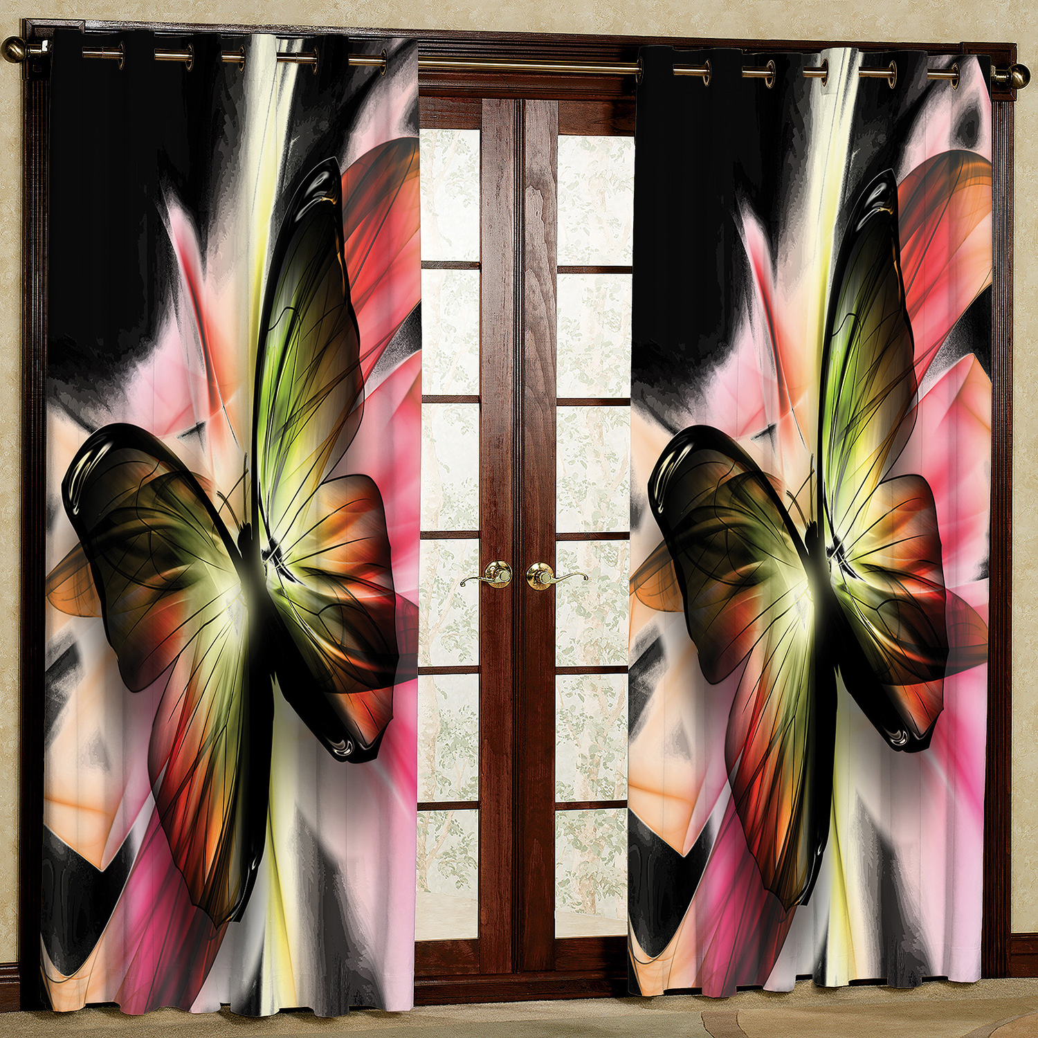 پرده مدل پروانه رنگی مخمل پانچی کد 2588 سایز 200x140 سانتی متر